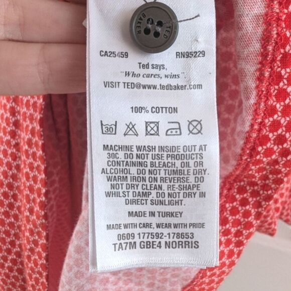 Ted Baker Polo Geometric Print Red 6 (US XXL) - Picture 6 of 10